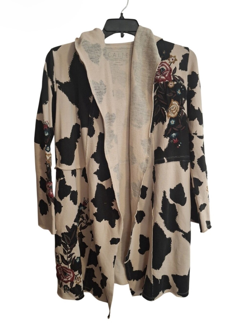 NWOT Anthropologie Caite %100 Cotton Cow Print Embroidered Boho Western Hooded S